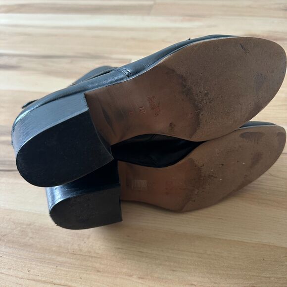 COACH Paulina Black Leather Ankle‎ Boots Embossed Snake Belt Booties Size 10 - Picture 9 of 10